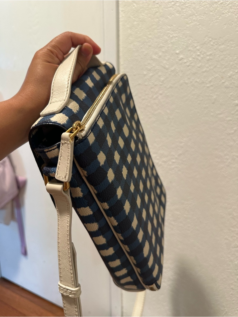 Marc by Marc Jacobs Navy & White Check Canvas Backpack Crossbody - Picture 10 of 11